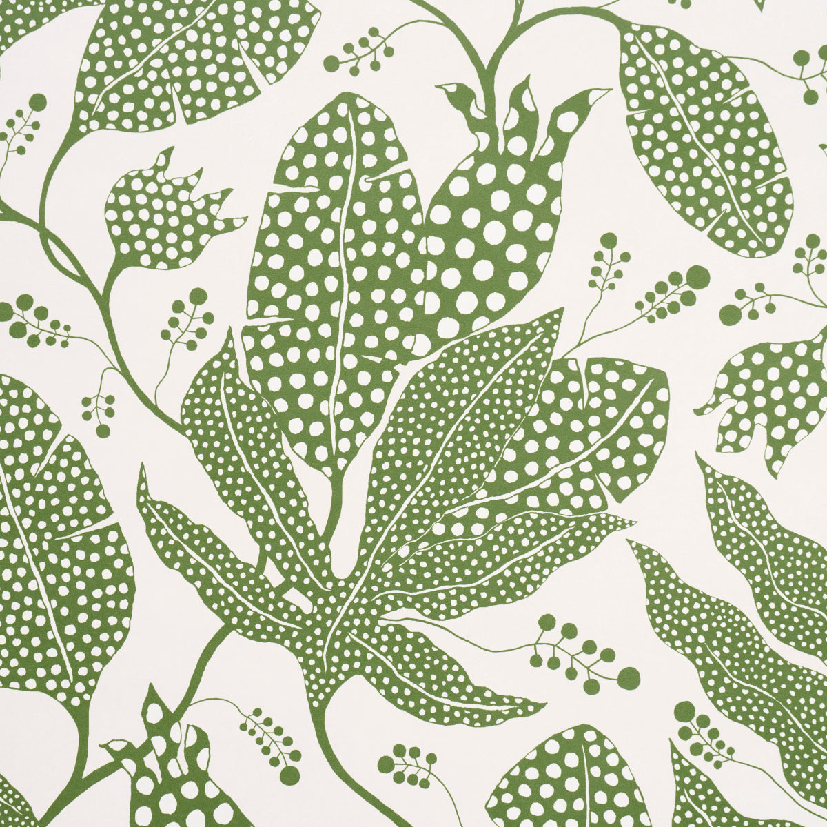 Schumacher Polka Dot Jungle Green & Ivory Wallpaper 5015463