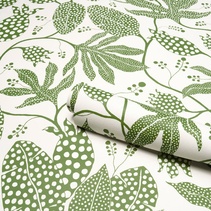 Schumacher Polka Dot Jungle Green & Ivory Wallpaper 5015463