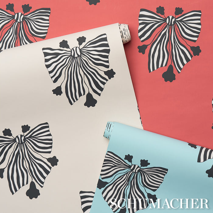 Schumacher Bow-Wow-Wow Aqua Wallpaper 5015470