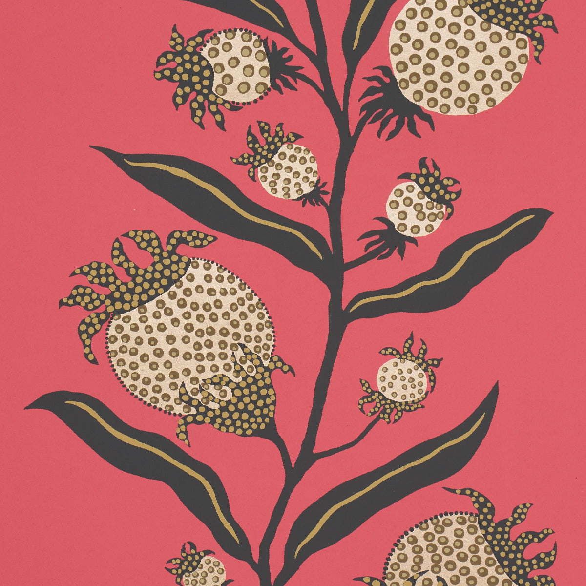 Schumacher Thistle Vine Red & Gold Wallpaper 5015480