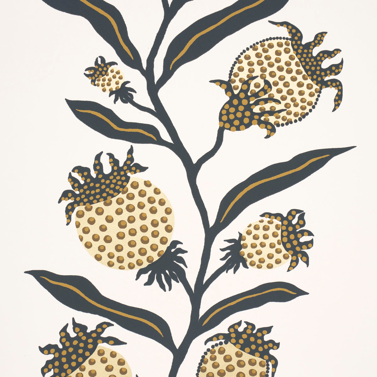 Schumacher Thistle Vine Black & Gold Wallpaper 5015481