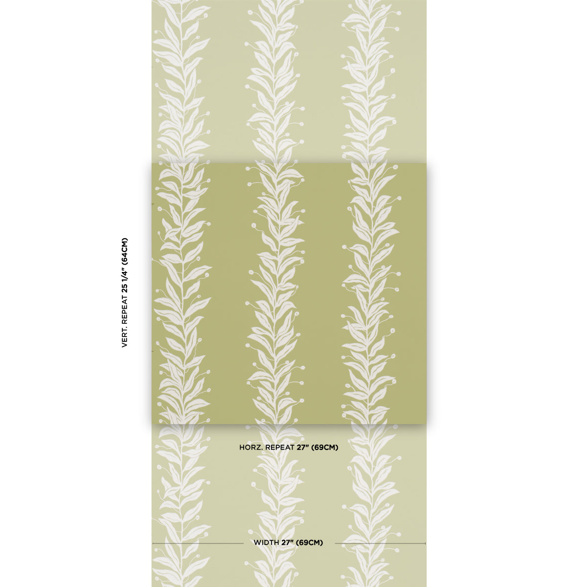 Schumacher Tendril Stripe Olive Wallpaper 5015492