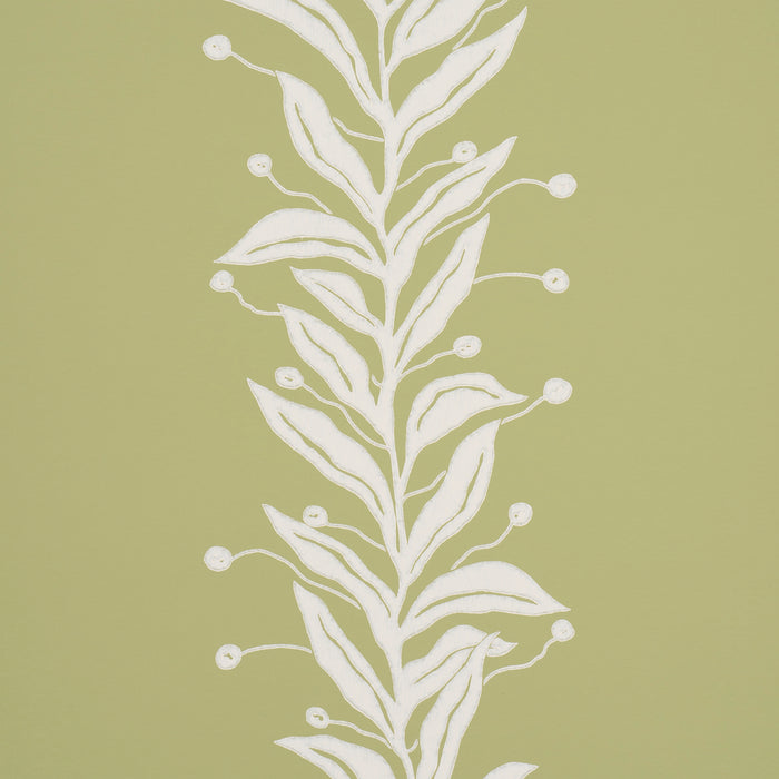 Schumacher Tendril Stripe Olive Wallpaper 5015492