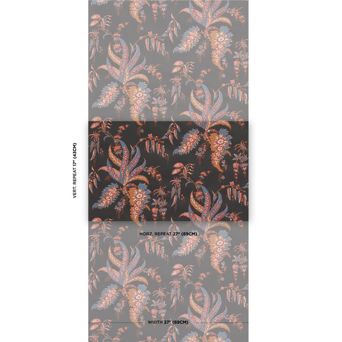 Schumacher Apolline Botanical Rouge & Noir Wallpaper 5015502