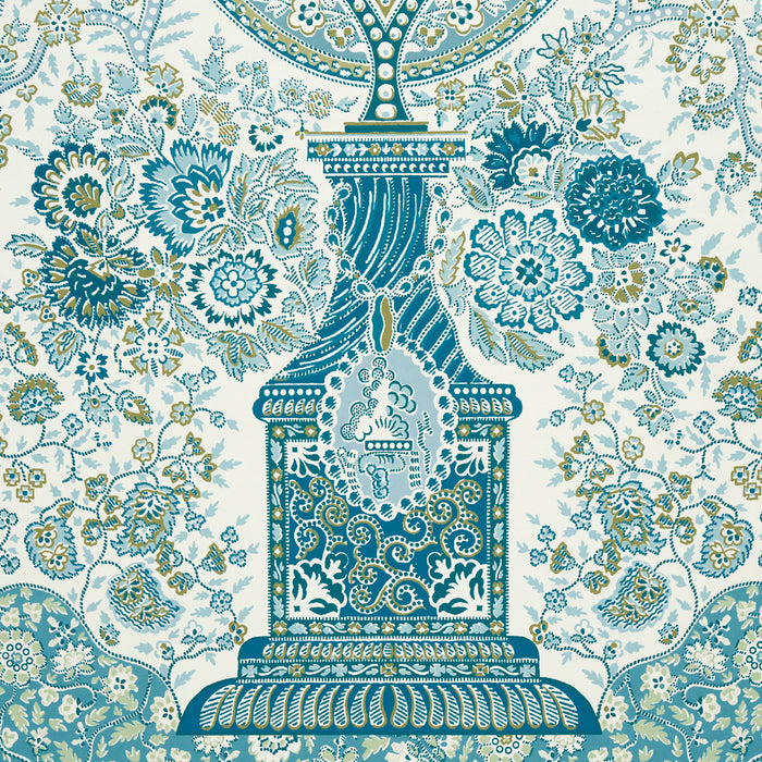 Schumacher Colmery Paisley Panel Set Peacock Wallpaper 5015510