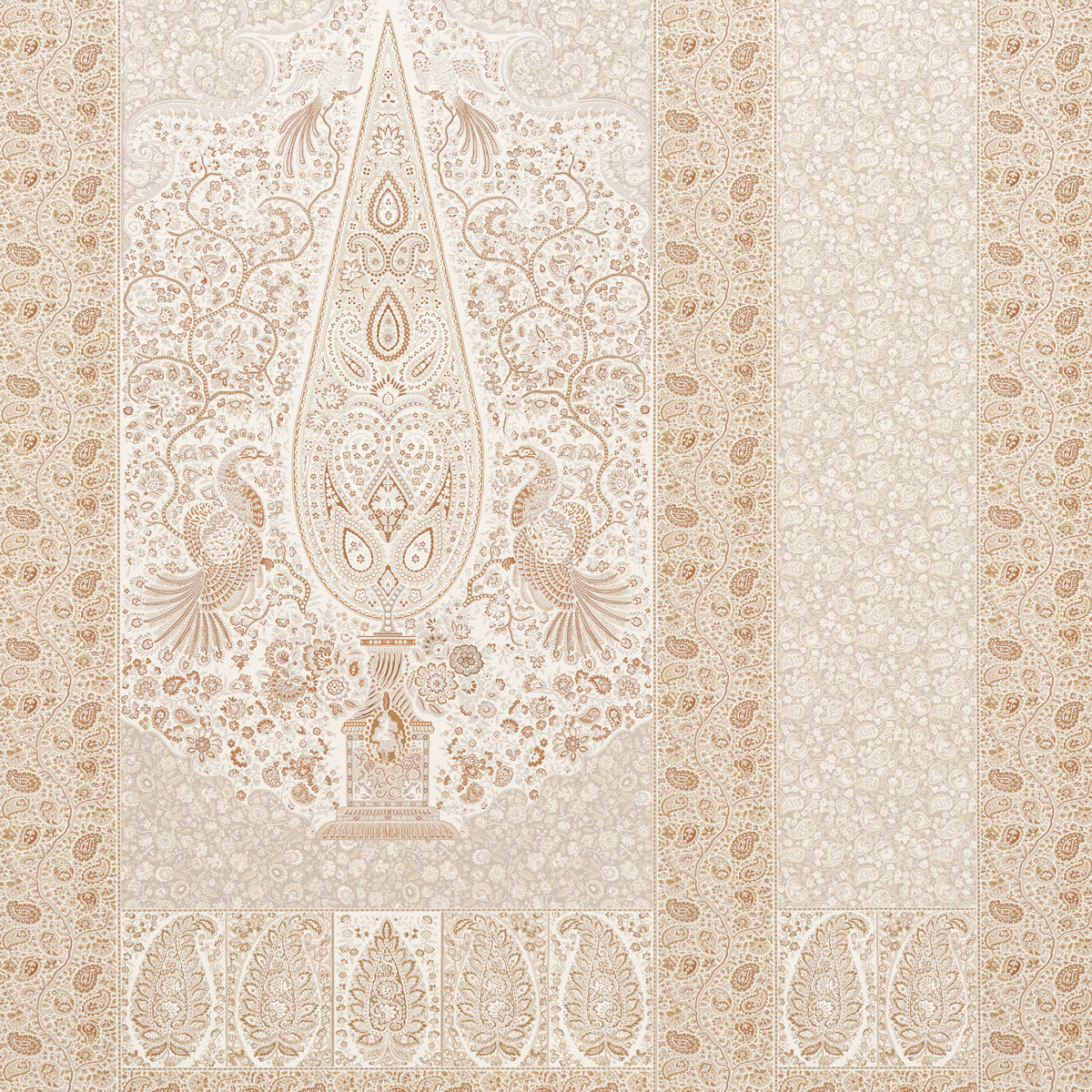 Schumacher Colmery Paisley Panel Set Parchment Wallpaper 5015511