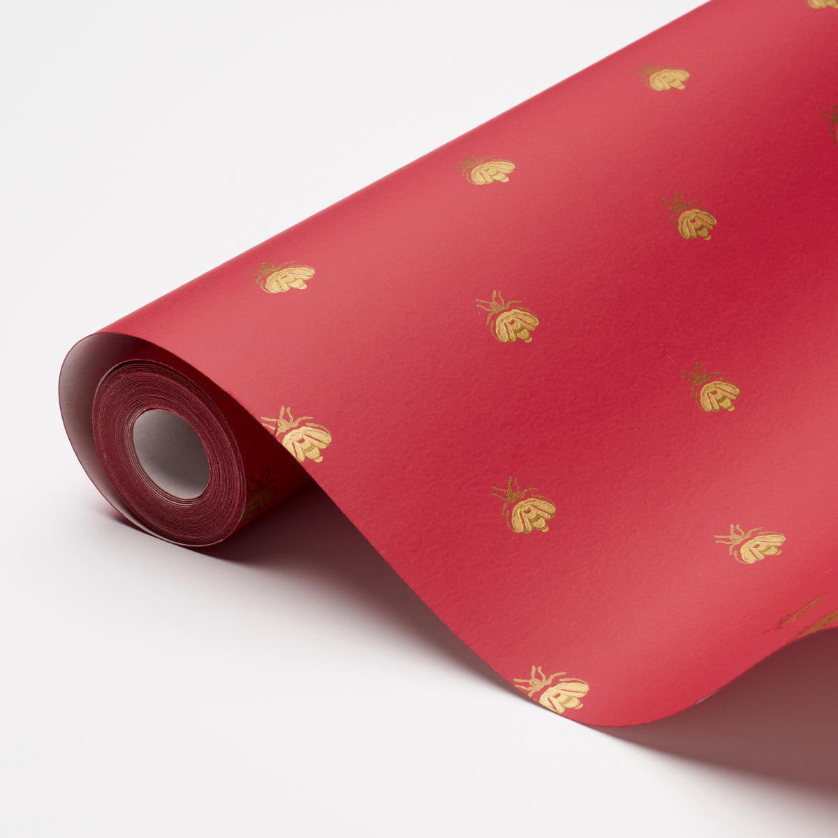 Schumacher Hubert's Bees Rouge & Gold Wallpaper 5015532