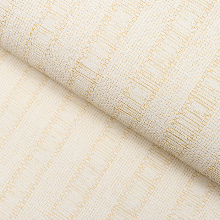 Schumacher Linen Woven Texture Stripe Natural Wallpaper 5015550