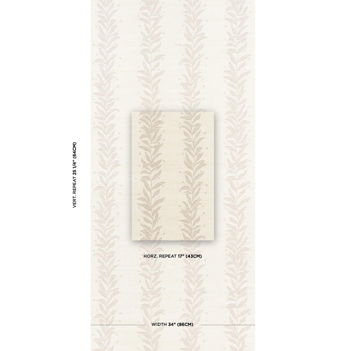 Schumacher Tendril Stripe Sisal Natural Wallpaper 5015561