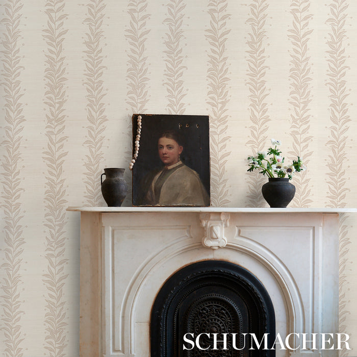 Schumacher Tendril Stripe Sisal Natural Wallpaper 5015561