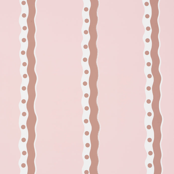 Schumacher Rousseau Stripe Cocoa & Blush Wallpaper 5015741