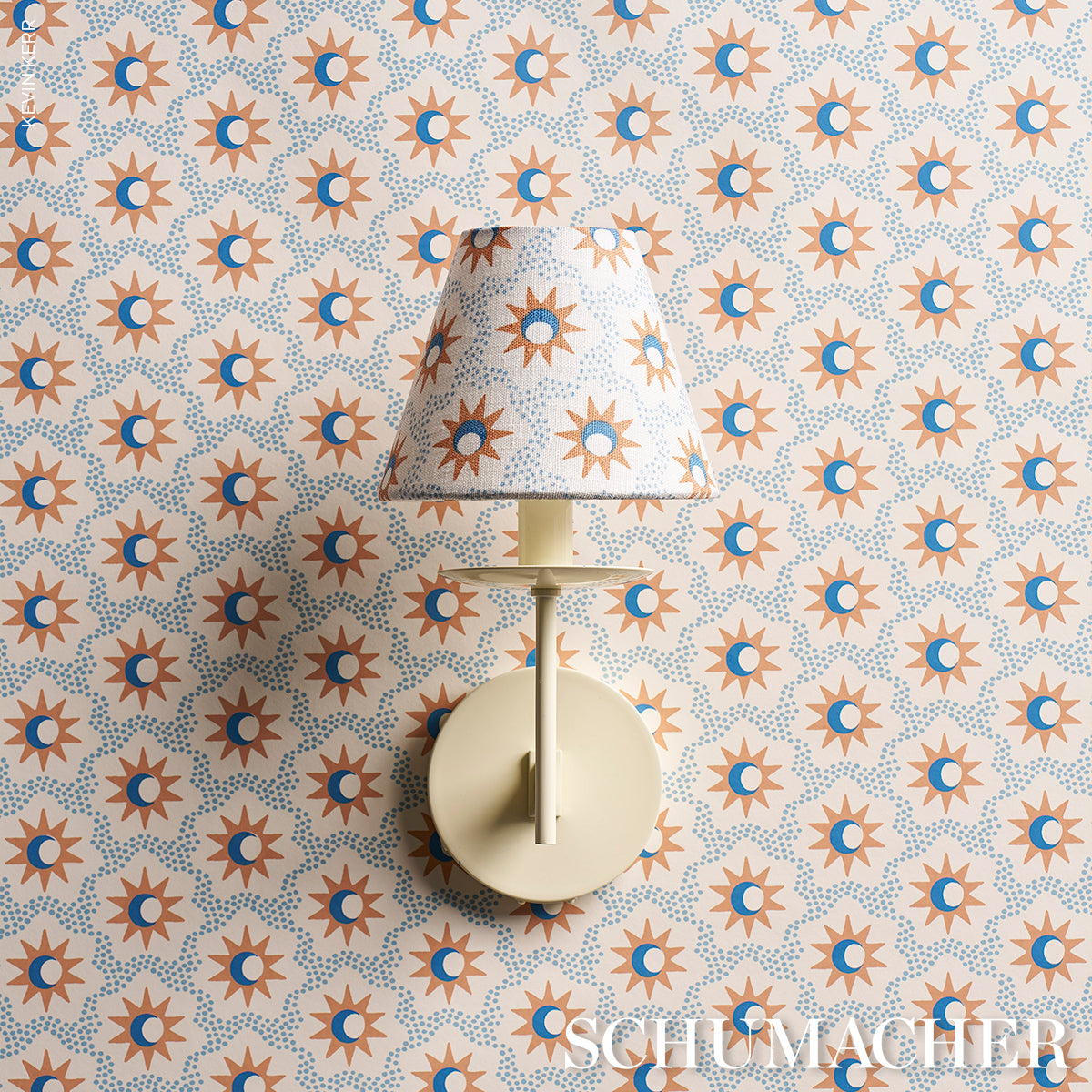 Schumacher Lucie Clay & Blue Wallpaper 5015761