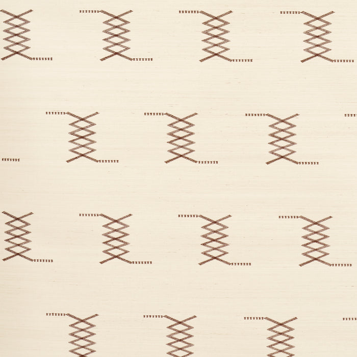 Schumacher Kin Sisal Embroidery Hazel On Ivory Wallpaper Sample 5015780