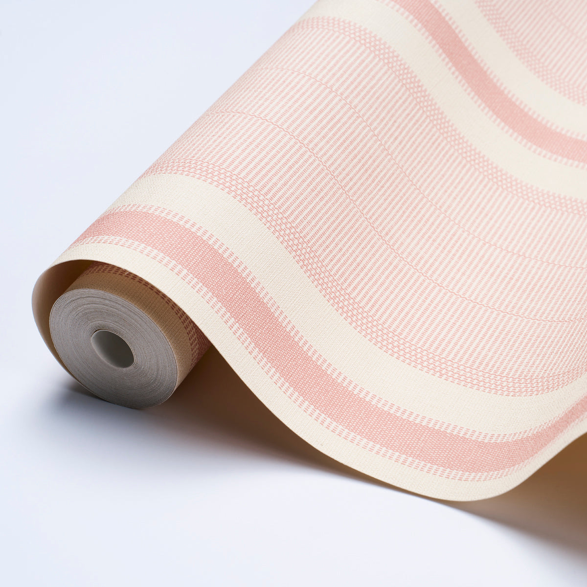 Schumacher Ipala Stripe Vinyl Blush Wallpaper Sample 5015803