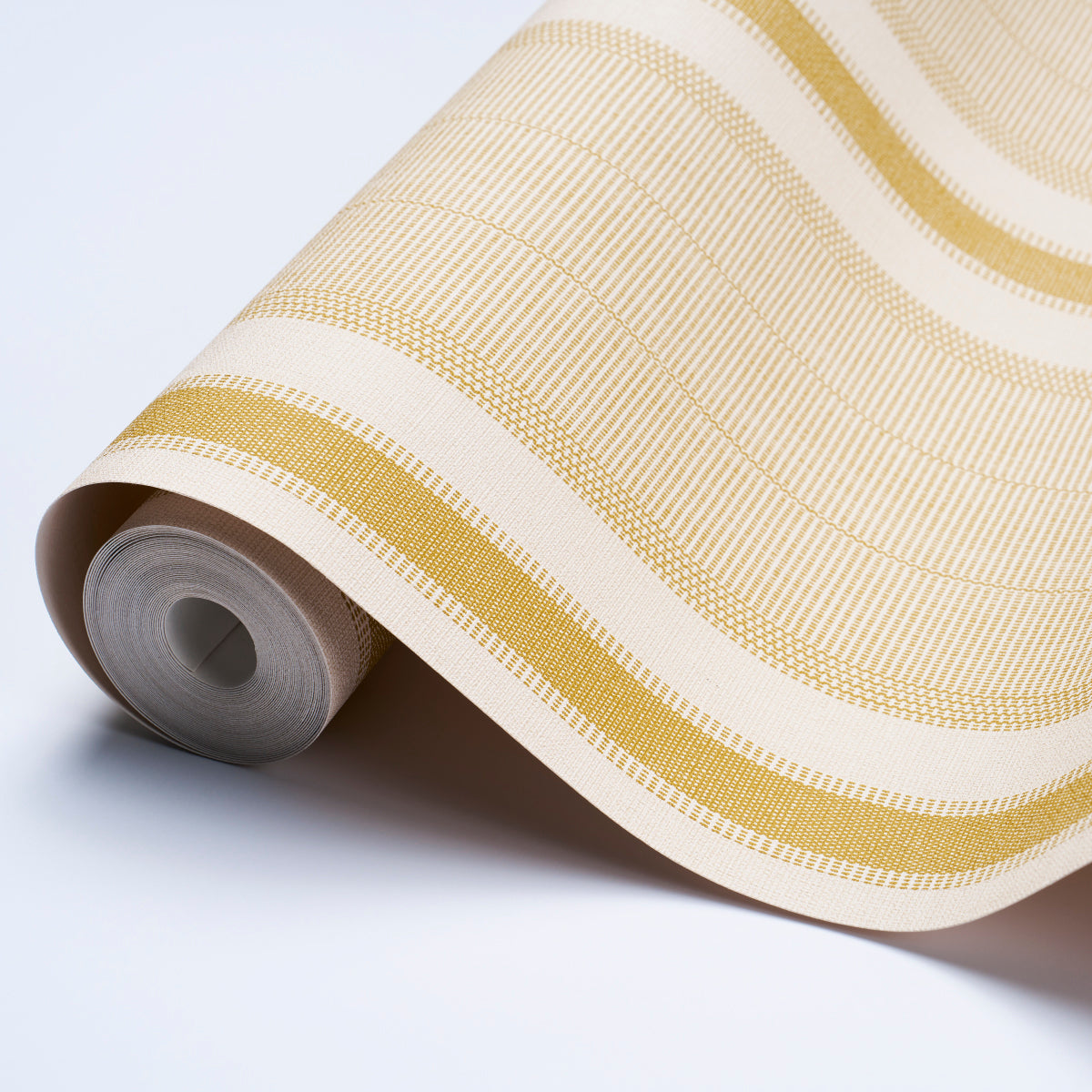 Schumacher Ipala Stripe Vinyl Ochre Wallpaper Sample 5015804