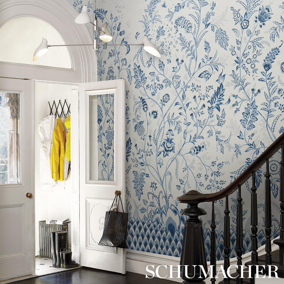 Schumacher Chinoiserie Grande Panel Set Indigo Wallpaper 5015820