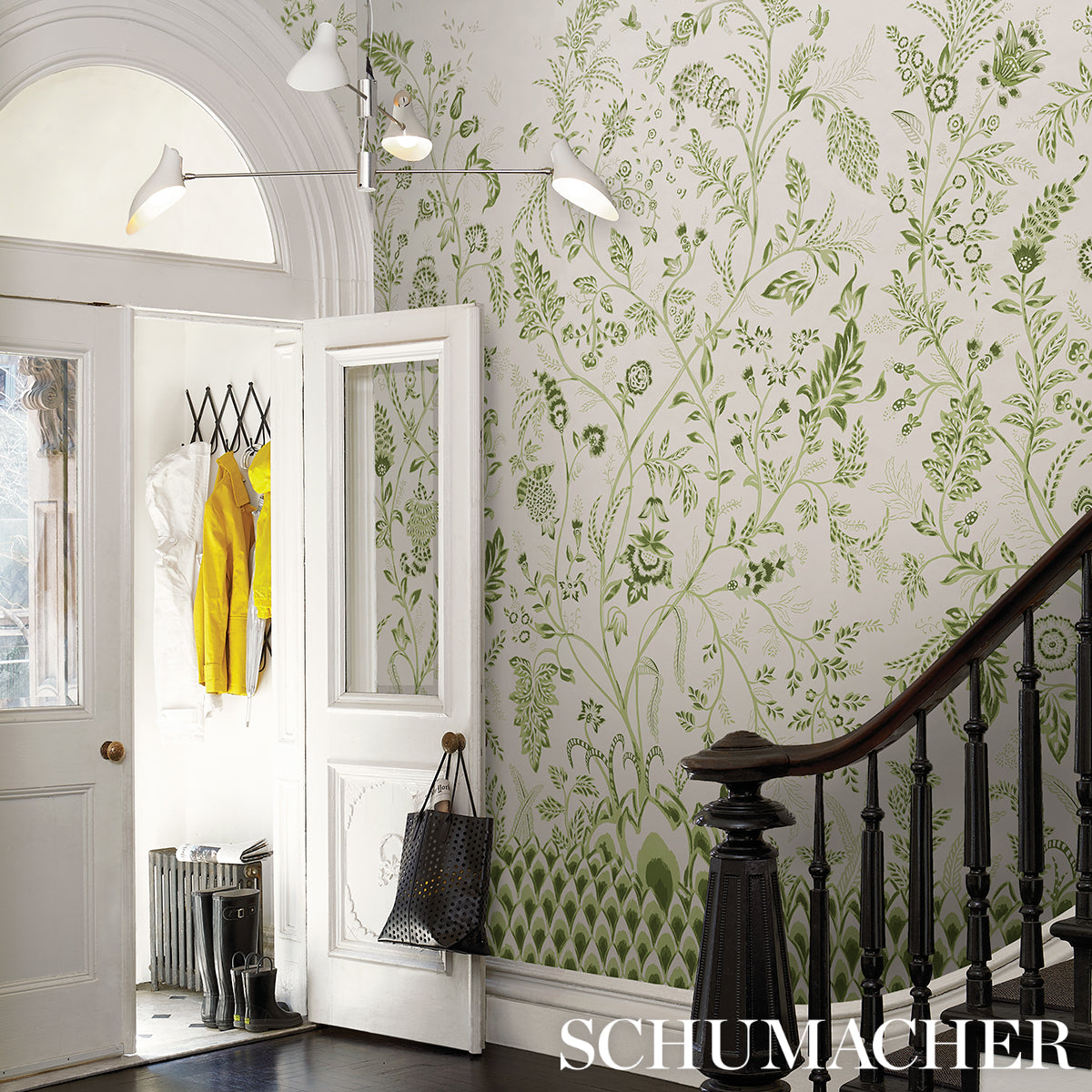 Schumacher Chinoiserie Grande Panel Set Leaf Green Wallpaper 5015821