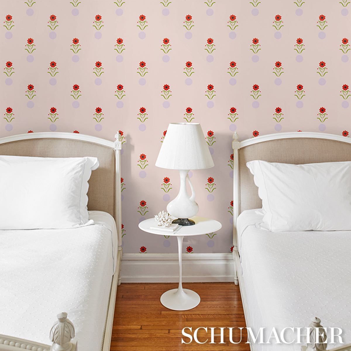 Schumacher Forget Me Dots Pink Wallpaper 5015881