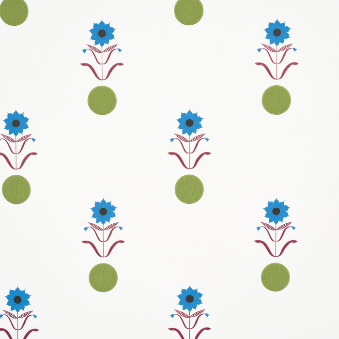 Schumacher Forget Me Dots Blue & Plum Wallpaper 5015882