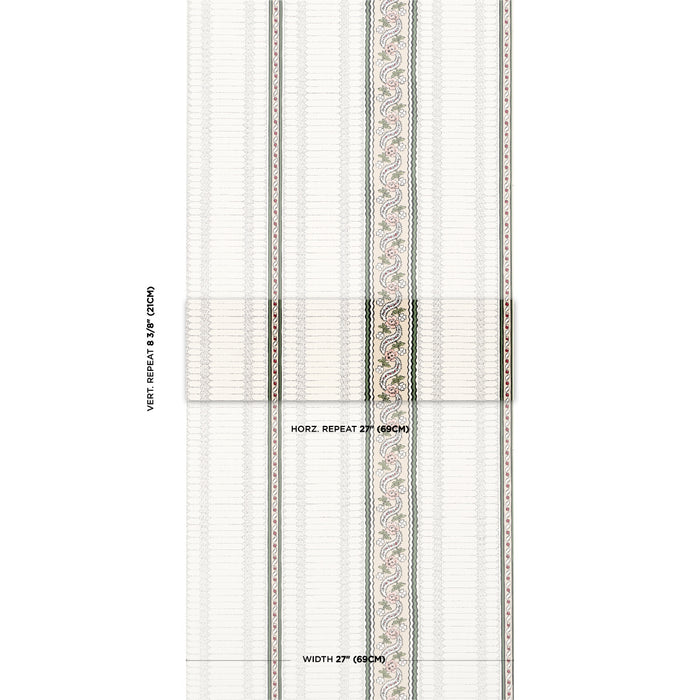 Schumacher Serena Stripe Rose Wallpaper Sample 5015932