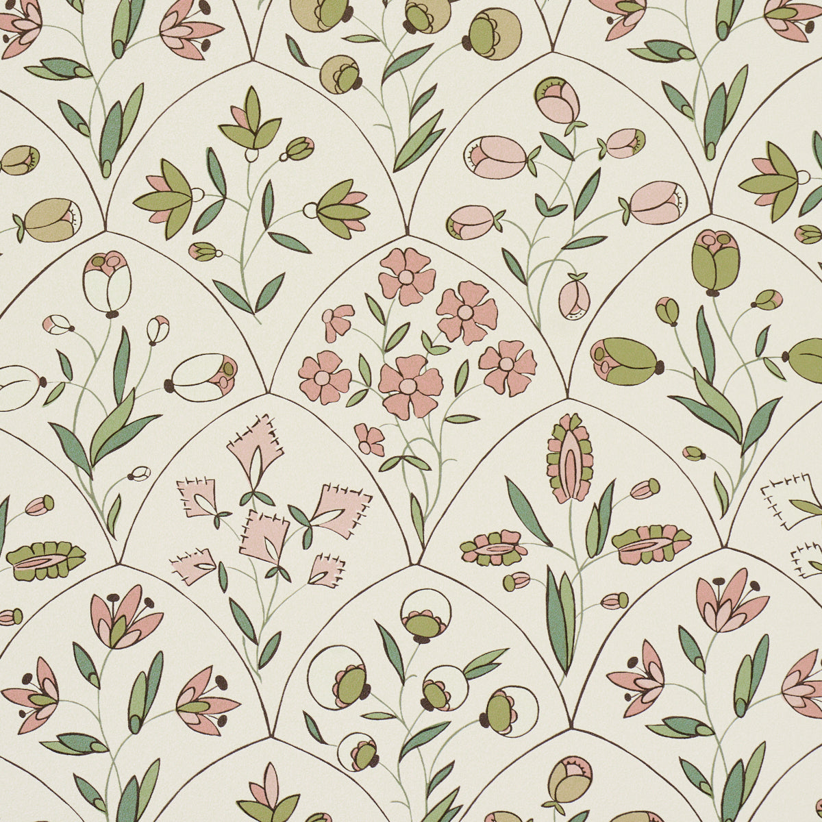 Schumacher Frances Scallop Floral Petal Wallpaper 5015960