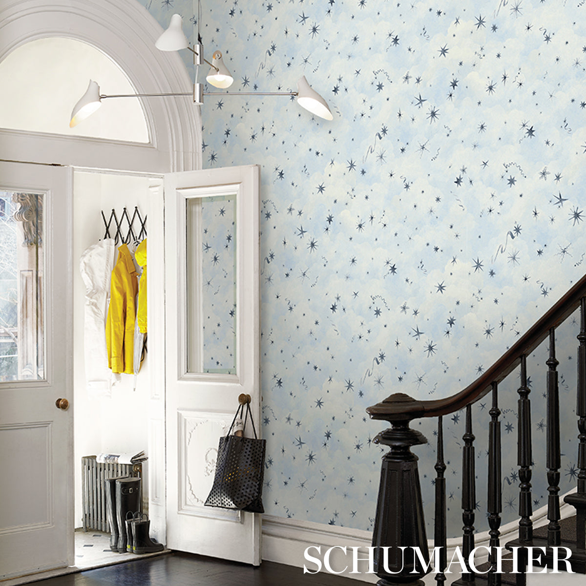 Schumacher Luminaries Clear Blue Wallpaper Sample 5016010