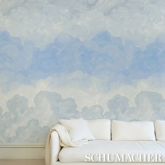 Schumacher Painted Sky Clear Blue Wallpaper 5016021