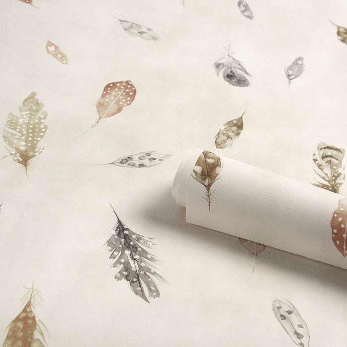 Schumacher Woodland Feathers Autumn Wallpaper Sample 5016061