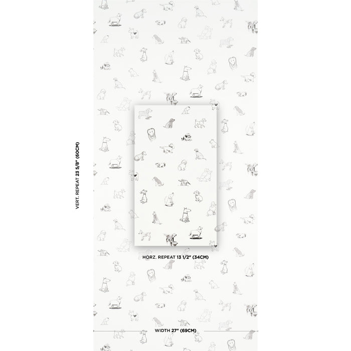 Schumacher Good Dogs Everywhere Black & White Wallpaper Sample 5016130