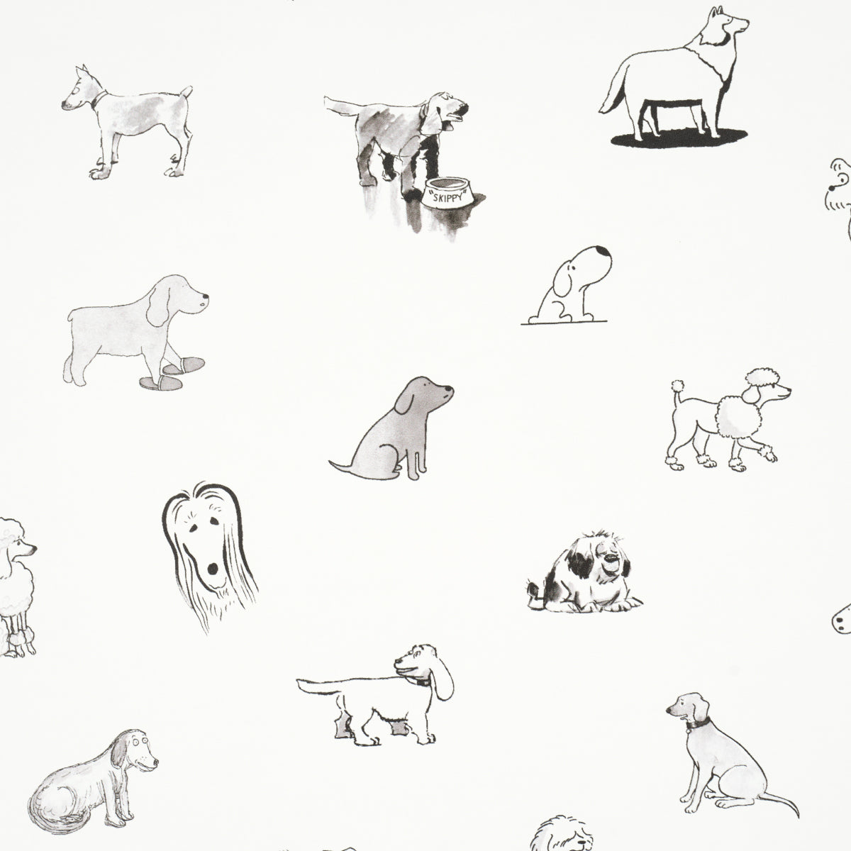 Schumacher Good Dogs Everywhere Black & White Wallpaper 5016130