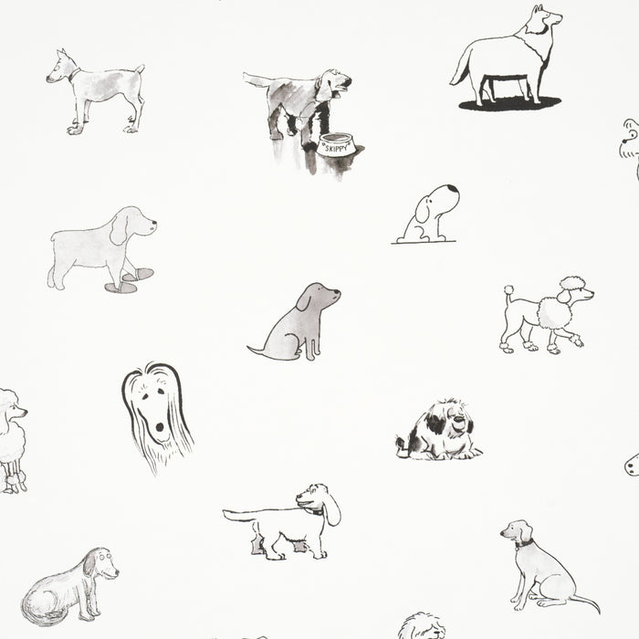 Schumacher Good Dogs Everywhere Black & White Wallpaper Sample 5016130