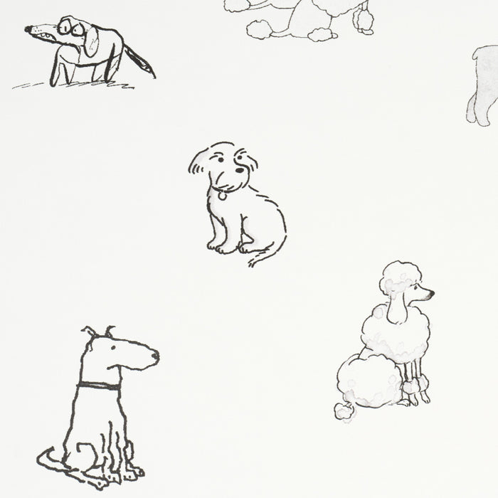 Schumacher Good Dogs Everywhere Black & White Wallpaper Sample 5016130