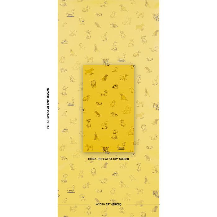 Schumacher Good Dogs Everywhere Taxi-Cab Yellow Wallpaper Sample 5016131