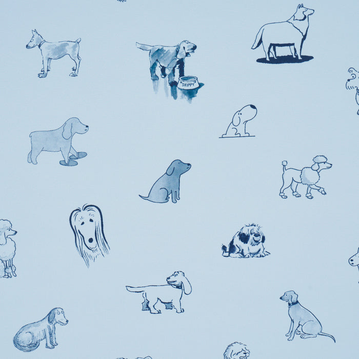 Schumacher Good Dogs Everywhere Sky & Navy Blue Wallpaper 5016132