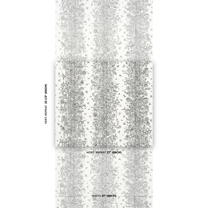 Schumacher Edward Steed's Towers Of Flowers Black & White Wallpaper Sample 5016141