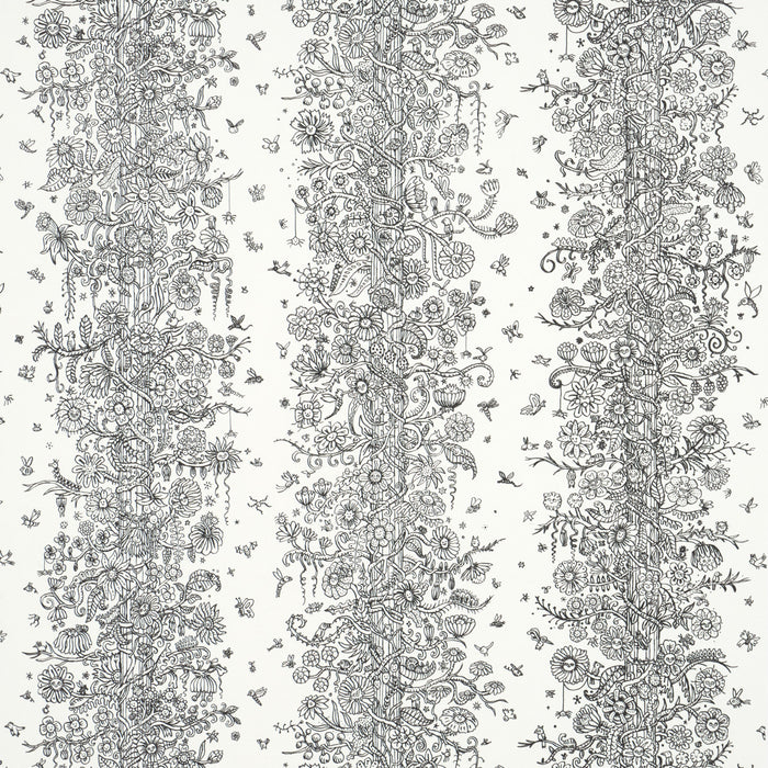 Schumacher Edward Steed's Towers Of Flowers Black & White Wallpaper Sample 5016141