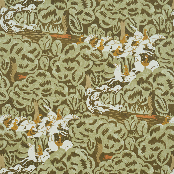 Schumacher Margaret Schloeman's Fox Chase Sage & Soft Brown Wallpaper 5016152