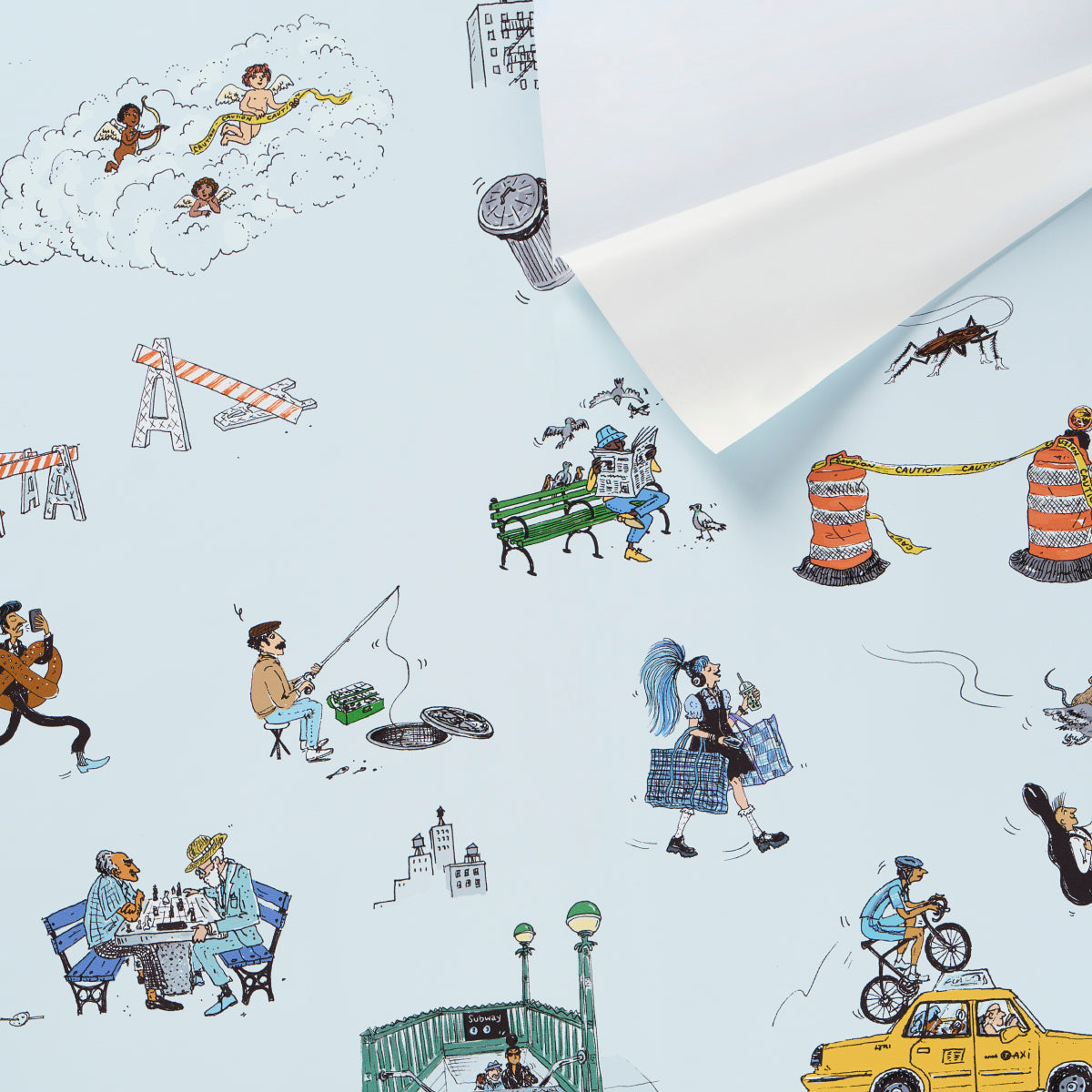 Schumacher Joana Avillez's Street Scenes Multicolor On Sky Blue Wallpaper 5016172