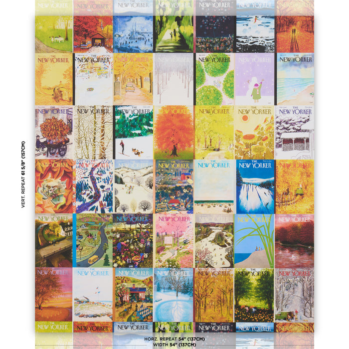 Schumacher The New Yorker Seasonal Covers Multicolor Wallpaper Sample 5016180