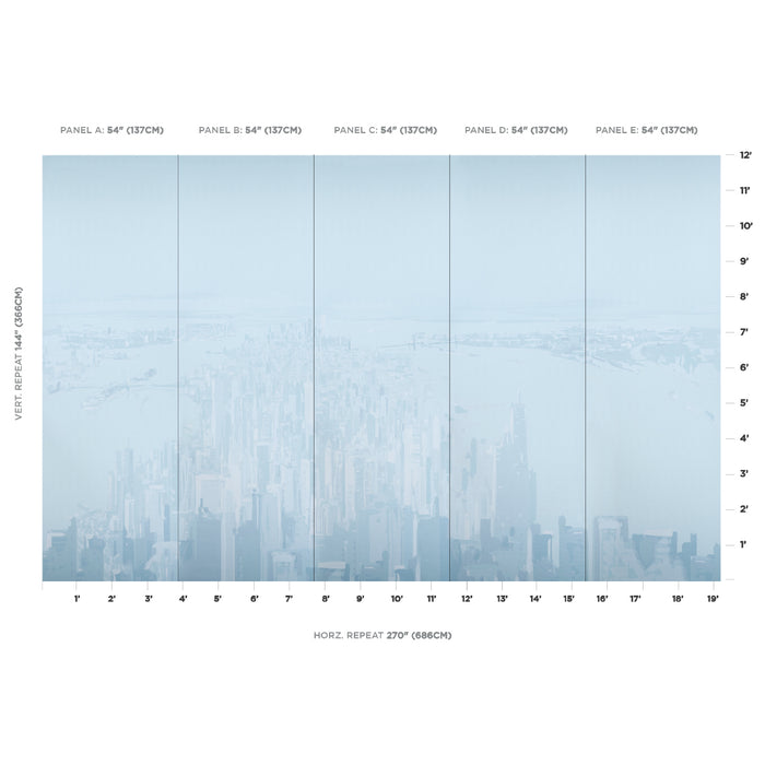 Schumacher Pascal Campion's New York Skyline Blue Wallpaper 5016190