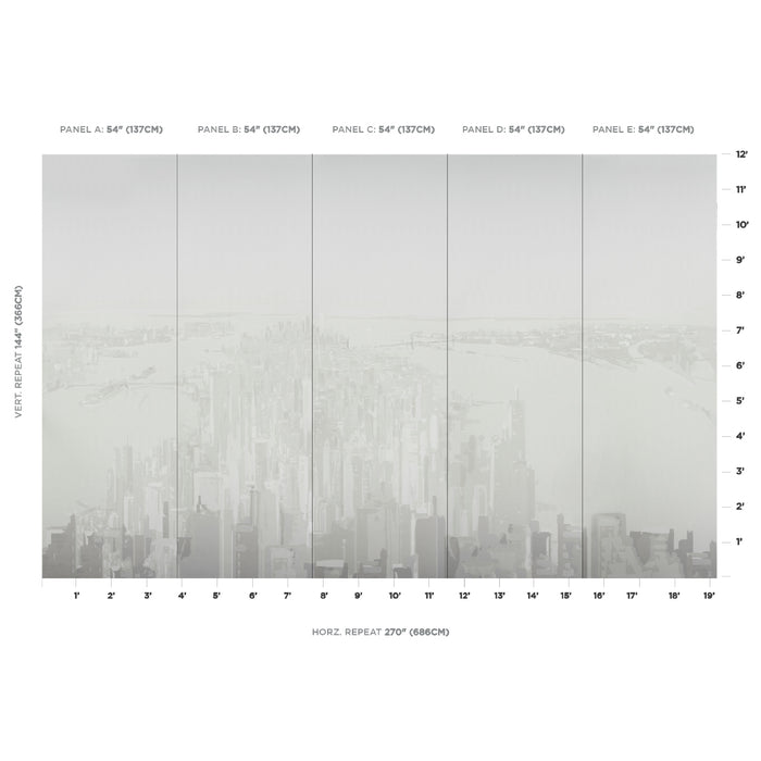 Schumacher Pascal Campion's New York Skyline Soft Gray Wallpaper Sample 5016192