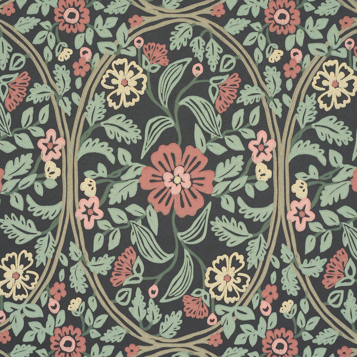 Schumacher Garden Guild Midnight Wallpaper Sample 5016270