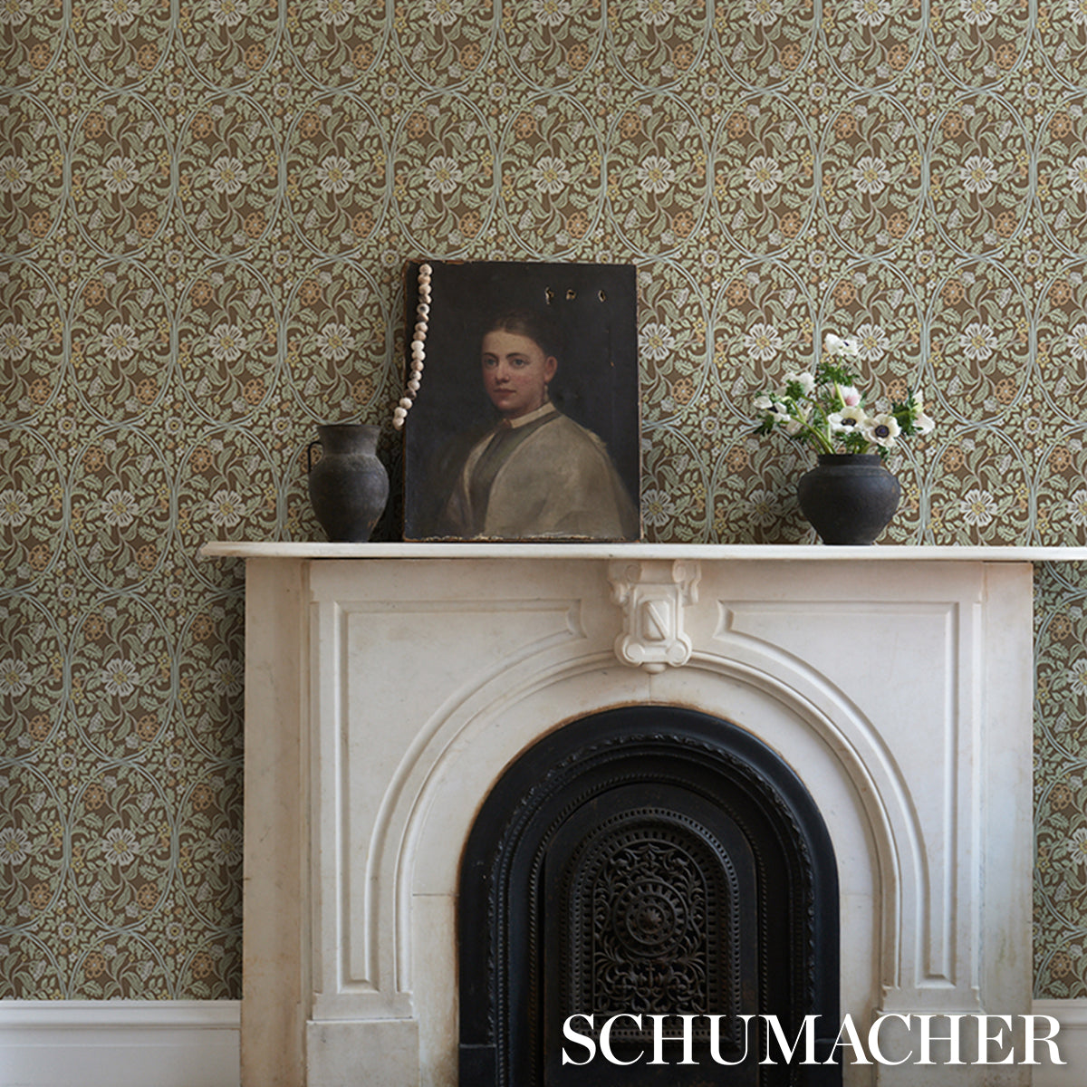 Schumacher Garden Guild Sage Wallpaper Sample 5016272