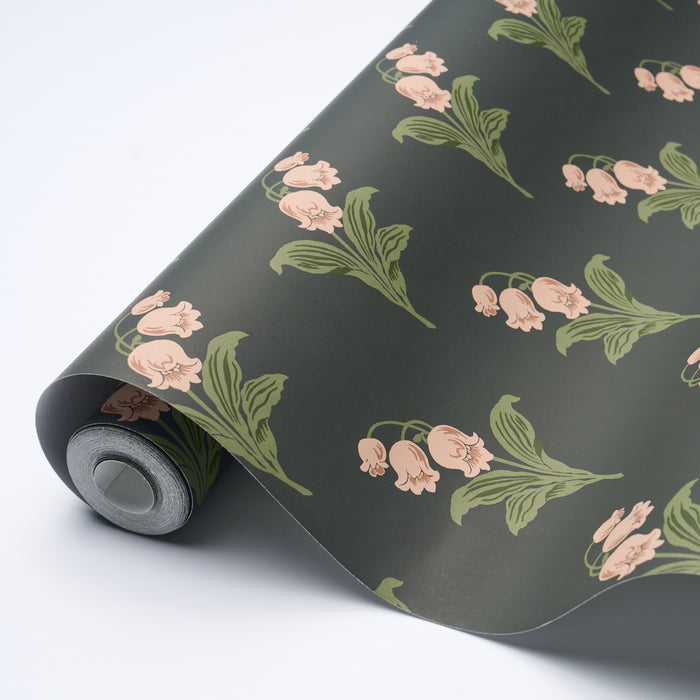 Schumacher Lily Of The Valley Midnight Wallpaper Sample 5016282