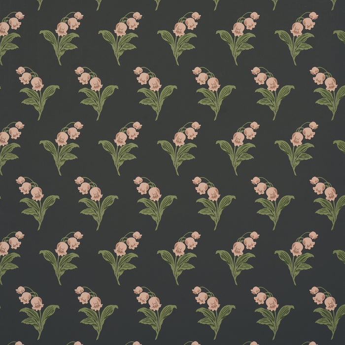 Schumacher Lily Of The Valley Midnight Wallpaper Sample 5016282