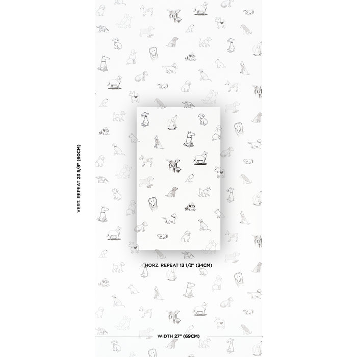 Schumacher Good Dogs Everywhere Black & White Wallpaper 5016300