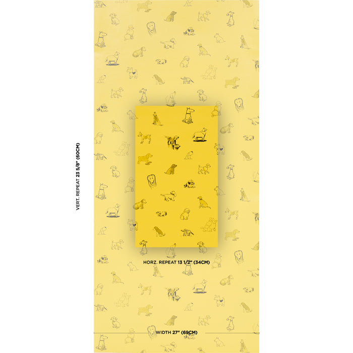 Schumacher Good Dogs Everywhere Taxi-Cab Yellow Wallpaper Sample 5016301