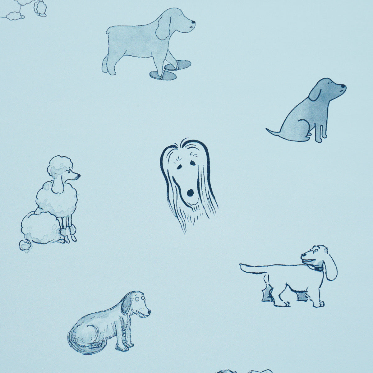 Schumacher Good Dogs Everywhere Sky & Navy Blue Wallpaper 5016302