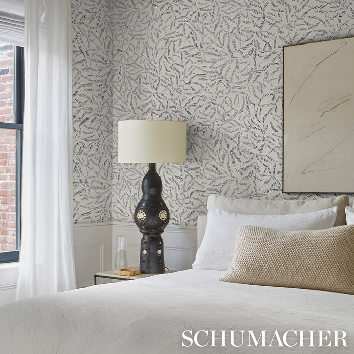 Schumacher Leaf Bloom Charcoal Wallpaper 5016390