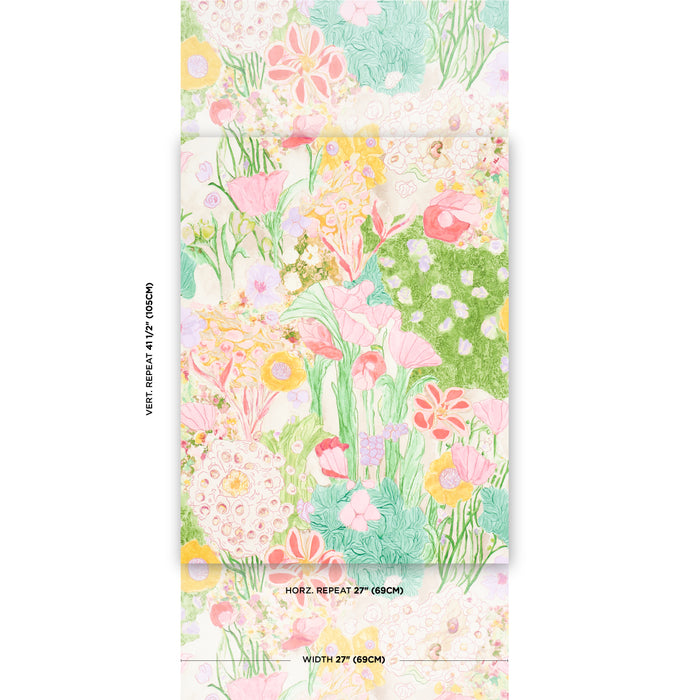 Schumacher Frank's Garden Pink & Green Wallpaper 5016421